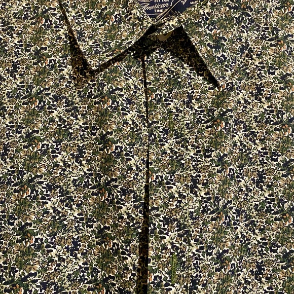 American Rag Men's Floral Button Down Shirt - Green and Black - Picture 2 of 5